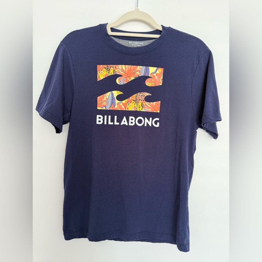 Billabong Men's Navy Blue Short Sleeve Tee Shirt Small Casual Loungewear Beach